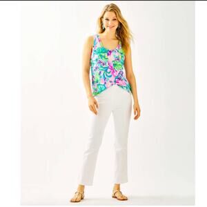 Lilly Pulitzer Women cropped High Rise Jeans sz2 White NWT Resort Beach Nautical